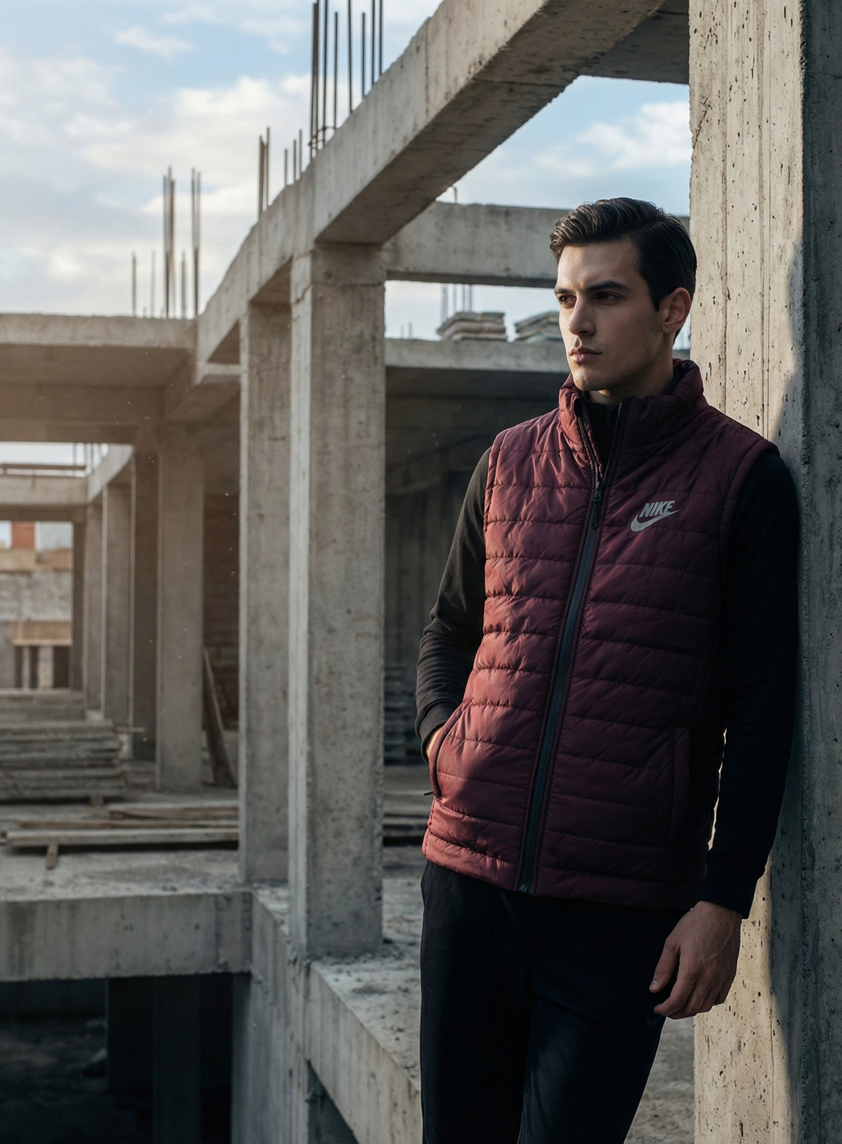 Nike Essential Quilted Puffer Vest - Deep Maroon